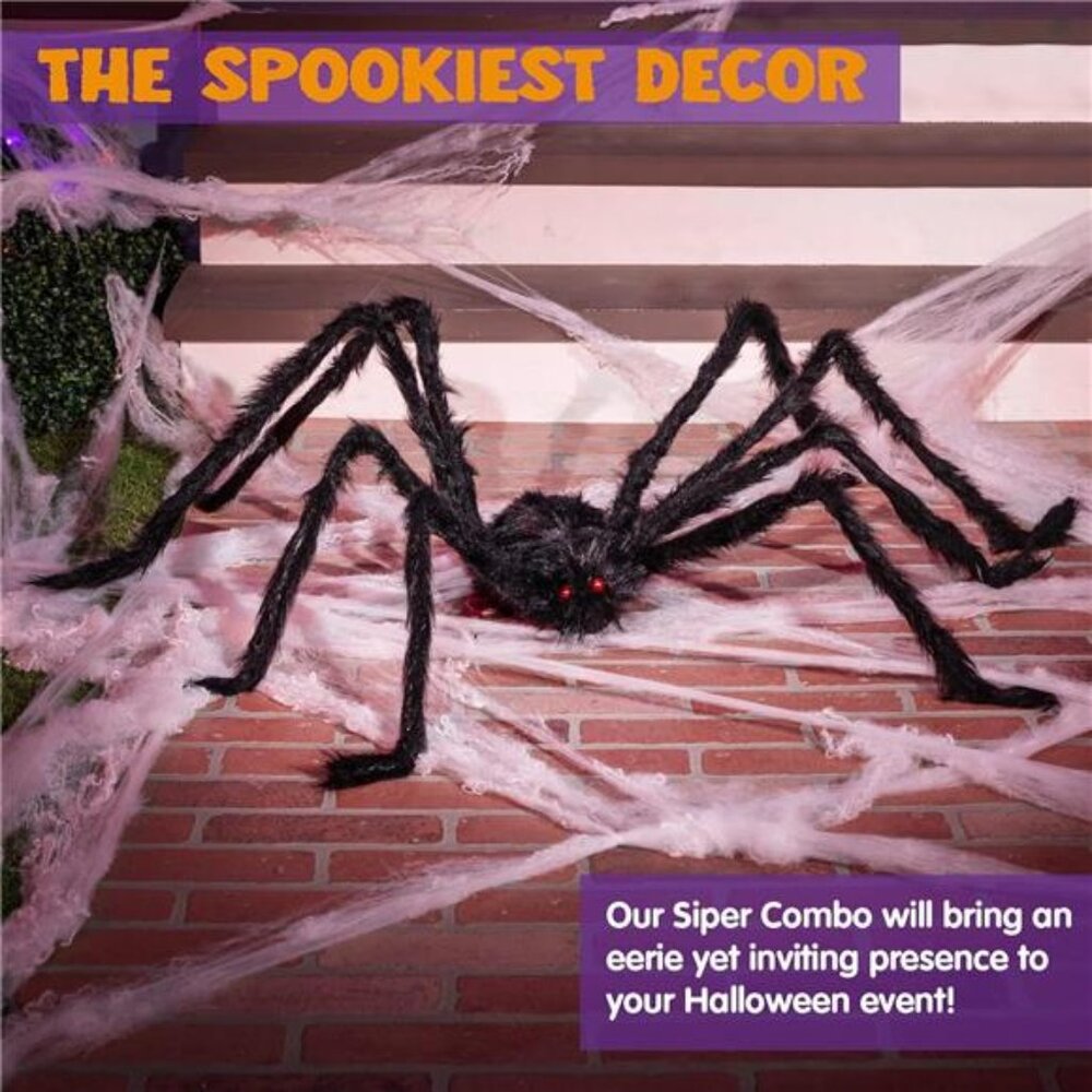 5 Ft. Giant Black Spider -Halloween Outdoor Decorations & Yard Party Props, Blac - Picture 2 of 8